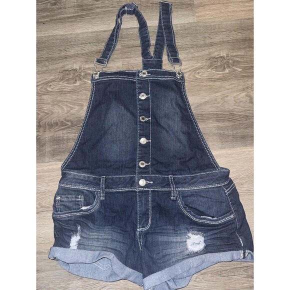 Almost Famous Distress Denim Romper Size Medium - Picture 1 of 3